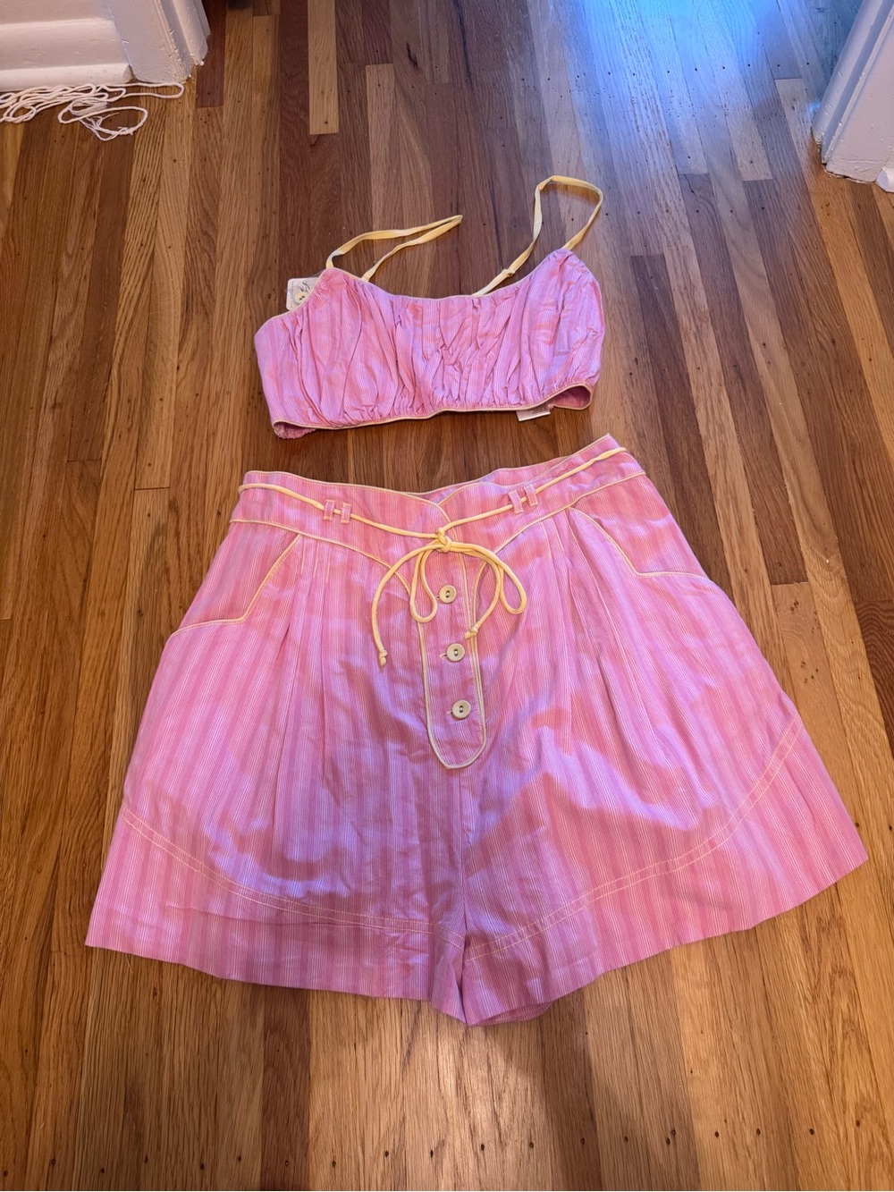 Free People Sunday Stroll Set - Two-Piece Crop Top & High-Waist Shorts